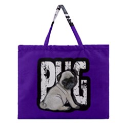 Pug Zipper Large Tote Bag by Valentinaart