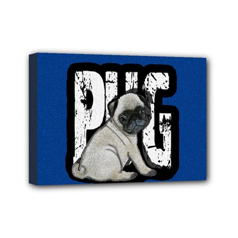 Pug Mini Canvas 7  X 5  by Valentinaart