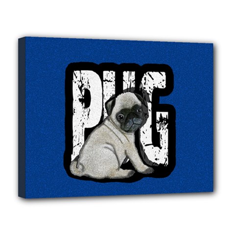 Pug Canvas 14  X 11  by Valentinaart