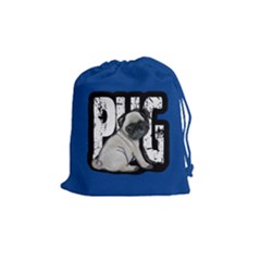 Pug Drawstring Pouches (medium)  by Valentinaart