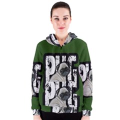 Pug Women s Zipper Hoodie by Valentinaart