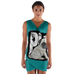 Pug Wrap Front Bodycon Dress by Valentinaart