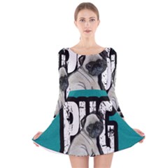 Pug Long Sleeve Velvet Skater Dress