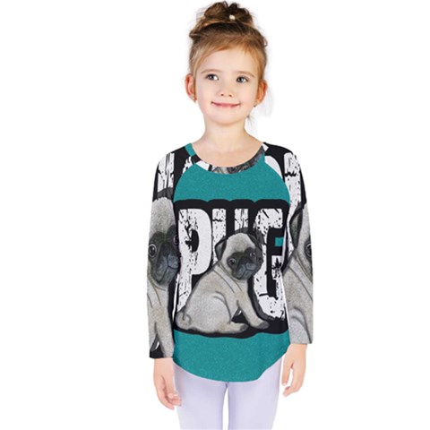 Pug Kids  Long Sleeve Tee by Valentinaart