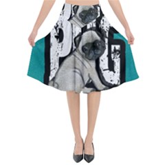 Pug Flared Midi Skirt by Valentinaart