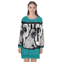 Pug Long Sleeve Chiffon Shift Dress  by Valentinaart