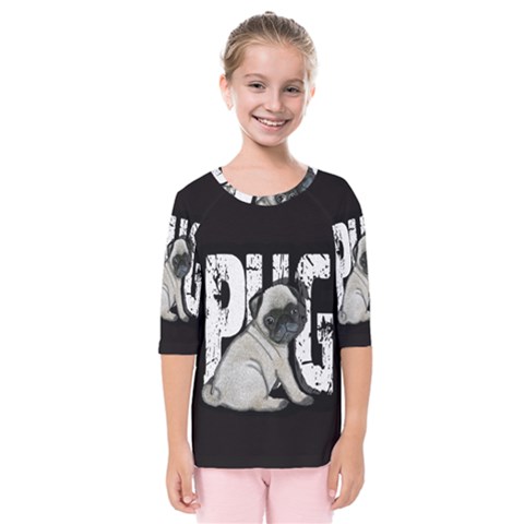 Pug Kids  Quarter Sleeve Raglan Tee by Valentinaart