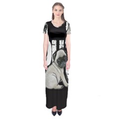 Pug Short Sleeve Maxi Dress by Valentinaart