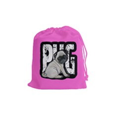 Pug Drawstring Pouches (medium)  by Valentinaart