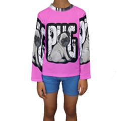 Pug Kids  Long Sleeve Swimwear by Valentinaart