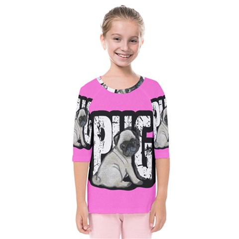 Pug Kids  Quarter Sleeve Raglan Tee by Valentinaart