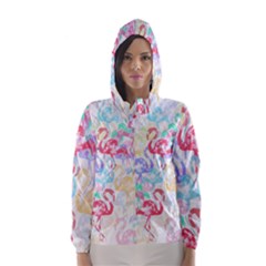 Flamingo Pattern Hooded Wind Breaker (women) by Valentinaart