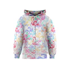 Flamingo Pattern Kids  Zipper Hoodie by Valentinaart