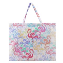 Flamingo Pattern Zipper Large Tote Bag by Valentinaart