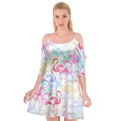 Flamingo Pattern Cutout Spaghetti Strap Chiffon Dress by Valentinaart