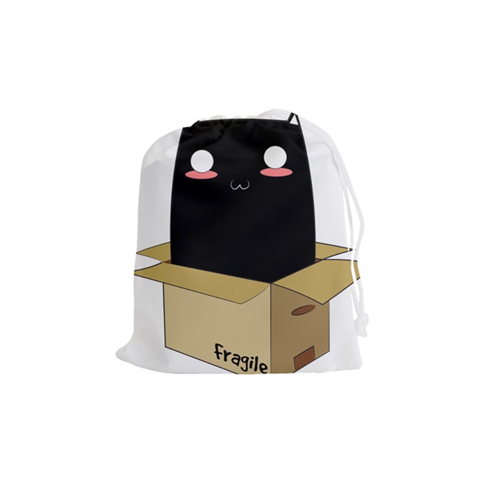 Black Cat in a Box Drawstring Pouches (Medium) 