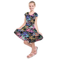 Flamingo Pattern Kids  Short Sleeve Dress by Valentinaart