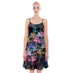 Flamingo Pattern Spaghetti Strap Velvet Dress by Valentinaart