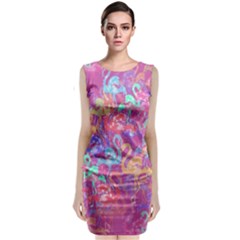 Flamingo Pattern Sleeveless Velvet Midi Dress by Valentinaart