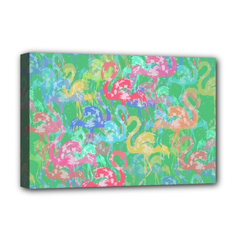 Flamingo Pattern Deluxe Canvas 18  X 12   by Valentinaart