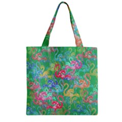 Flamingo Pattern Zipper Grocery Tote Bag by Valentinaart