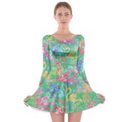 Flamingo Pattern Long Sleeve Skater Dress by Valentinaart