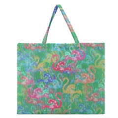 Flamingo Pattern Zipper Large Tote Bag by Valentinaart