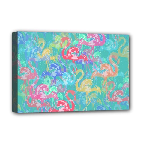 Flamingo Pattern Deluxe Canvas 18  X 12   by Valentinaart