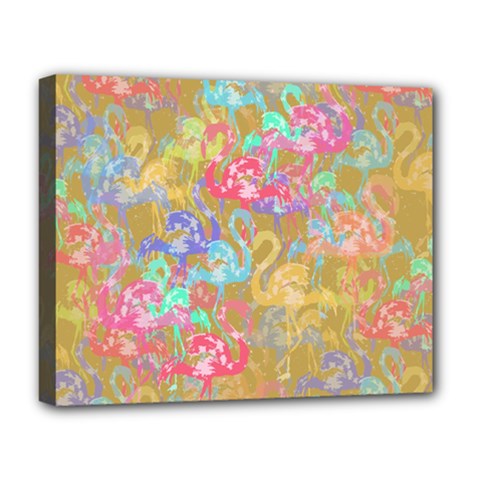 Flamingo Pattern Deluxe Canvas 20  X 16   by Valentinaart