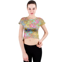 Flamingo Pattern Crew Neck Crop Top