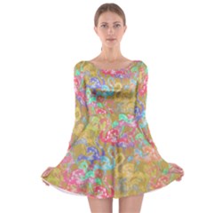 Flamingo Pattern Long Sleeve Skater Dress by Valentinaart