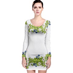 Birthday Card Flowers Daisies Ivy Long Sleeve Bodycon Dress by Nexatart