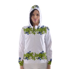 Birthday Card Flowers Daisies Ivy Hooded Wind Breaker (women) by Nexatart