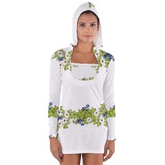 Birthday Card Flowers Daisies Ivy Women s Long Sleeve Hooded T-shirt by Nexatart