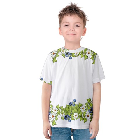 Birthday Card Flowers Daisies Ivy Kids  Cotton Tee by Nexatart