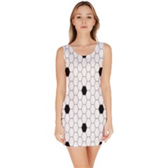 Black White Hexagon Dots Sleeveless Bodycon Dress by Mariart