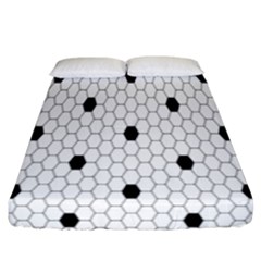 Black White Hexagon Dots Fitted Sheet (california King Size) by Mariart