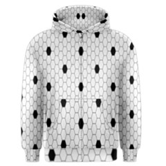 Black White Hexagon Dots Men s Zipper Hoodie by Mariart