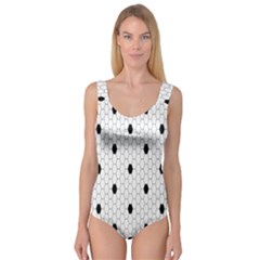 Black White Hexagon Dots Princess Tank Leotard  by Mariart