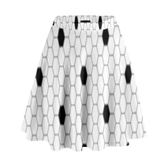 Black White Hexagon Dots High Waist Skirt by Mariart