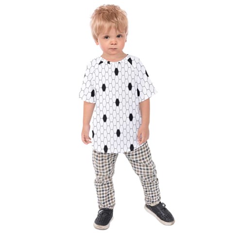 Black White Hexagon Dots Kids  Raglan Tee by Mariart