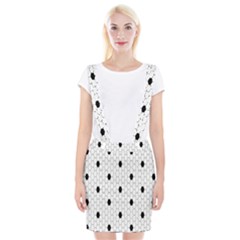 Black White Hexagon Dots Braces Suspender Skirt by Mariart