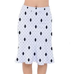 Black White Hexagon Dots Mermaid Skirt