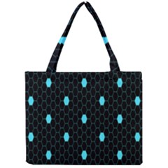 Blue Black Hexagon Dots Mini Tote Bag by Mariart