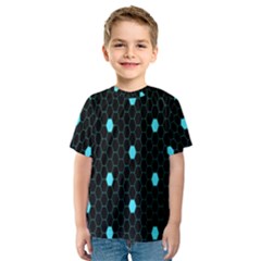 Blue Black Hexagon Dots Kids  Sport Mesh Tee