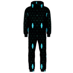 Blue Black Hexagon Dots Hooded Jumpsuit (men)  by Mariart