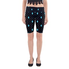 Blue Black Hexagon Dots Yoga Cropped Leggings by Mariart