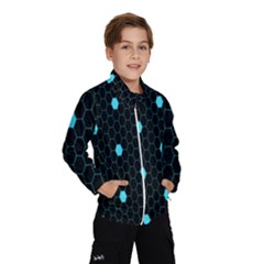 Blue Black Hexagon Dots Wind Breaker (kids)