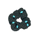 Blue Black Hexagon Dots Velvet Scrunchie View1