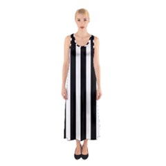 Black White Line Vertical Sleeveless Maxi Dress by Mariart